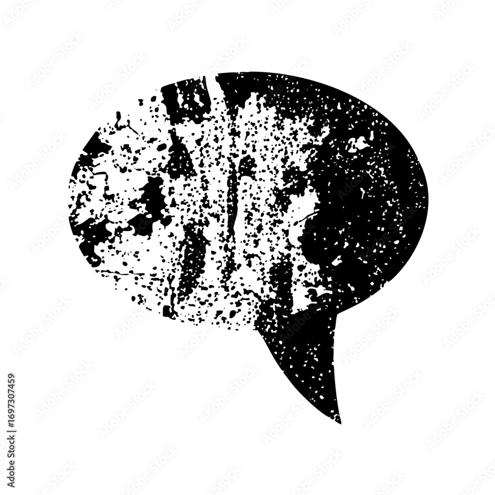 Poster vector distressed speech bubble with speckled texture.