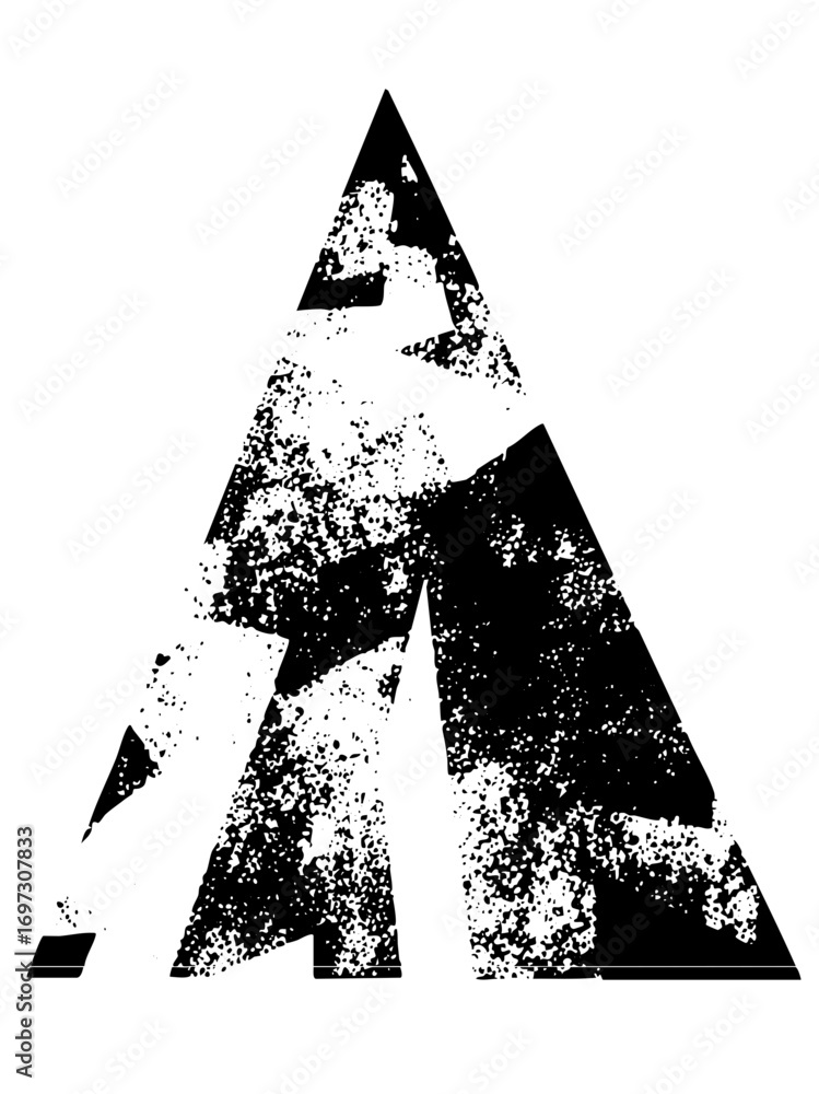 Poster vector abstract mountain peak with distressed texture.