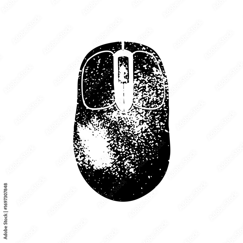 Poster vector distressed computer mouse with speckled texture.