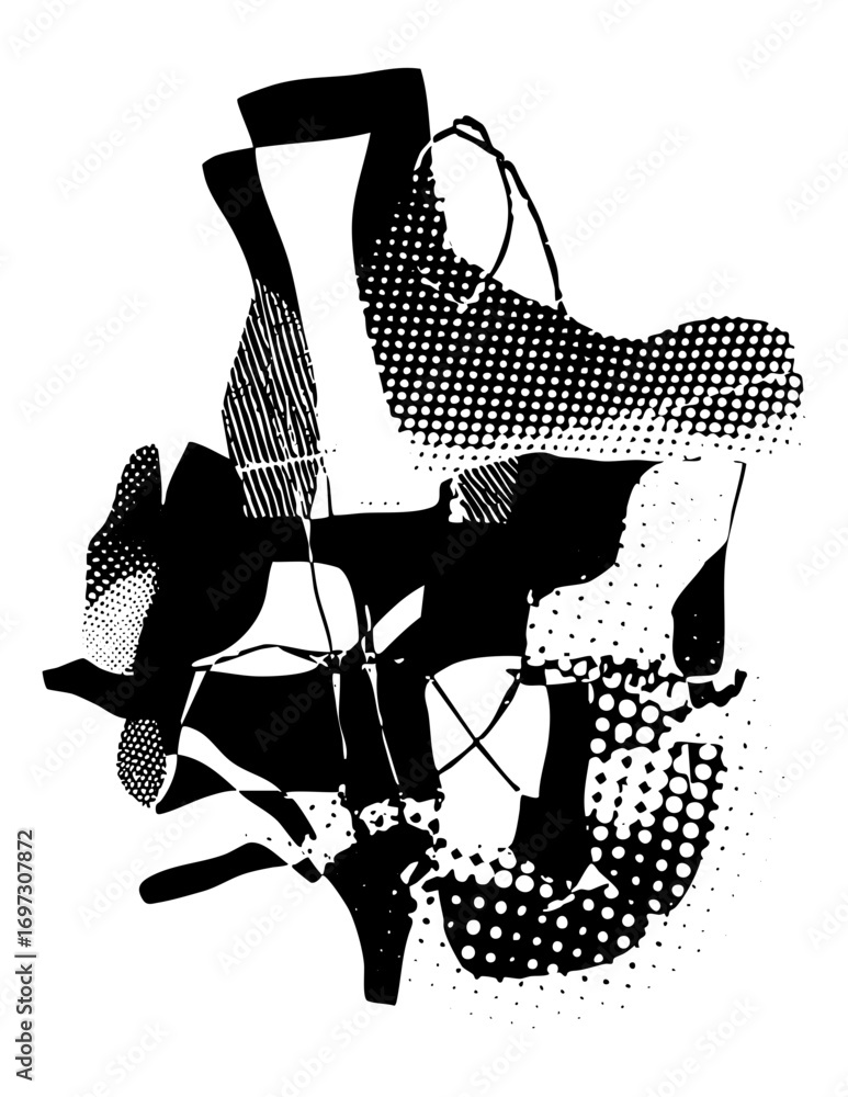 Aufkleber vector abstract geometric shapes create a dynamic monochrome composition.