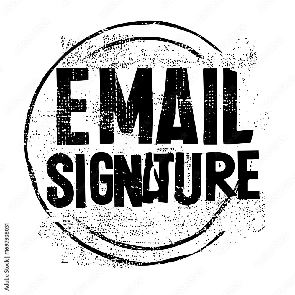 Poster vector distressed circular stamp with email signature text.