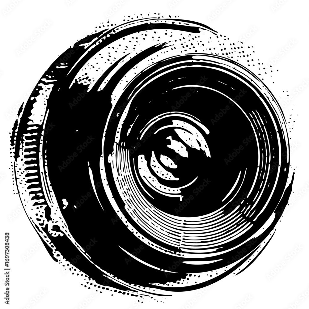 Aufkleber vector dynamic tire track with concentric circles.