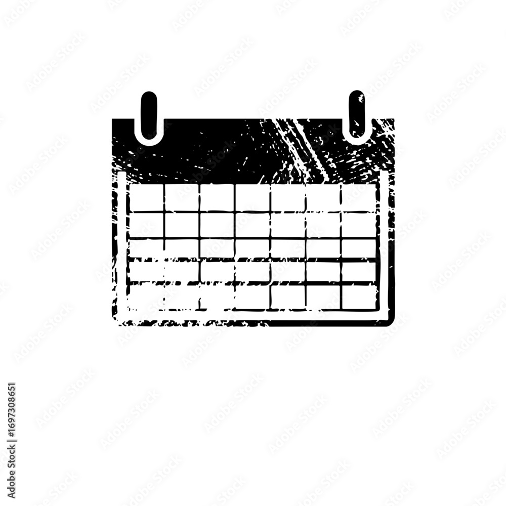 Aufkleber vector monochrome calendar with hanging loops displays a grid layout.