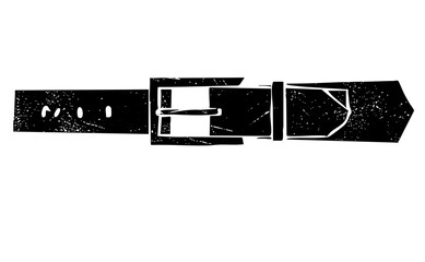 Vector Black leather belt with a square buckle.