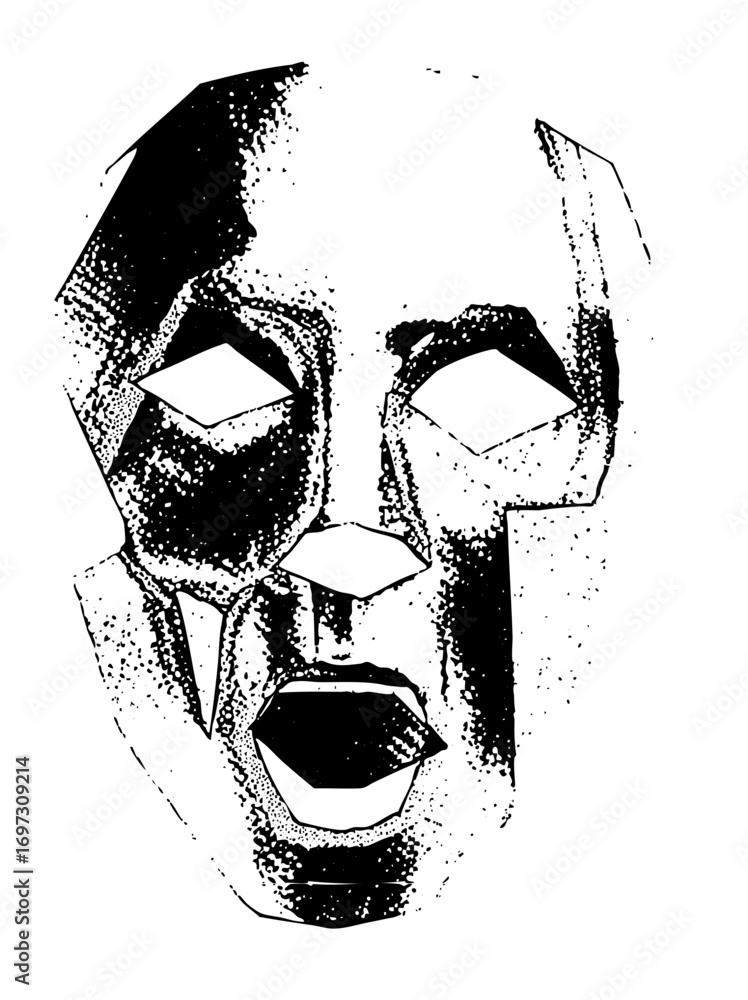 Aufkleber vector abstract face with geometric shapes and expressive features.