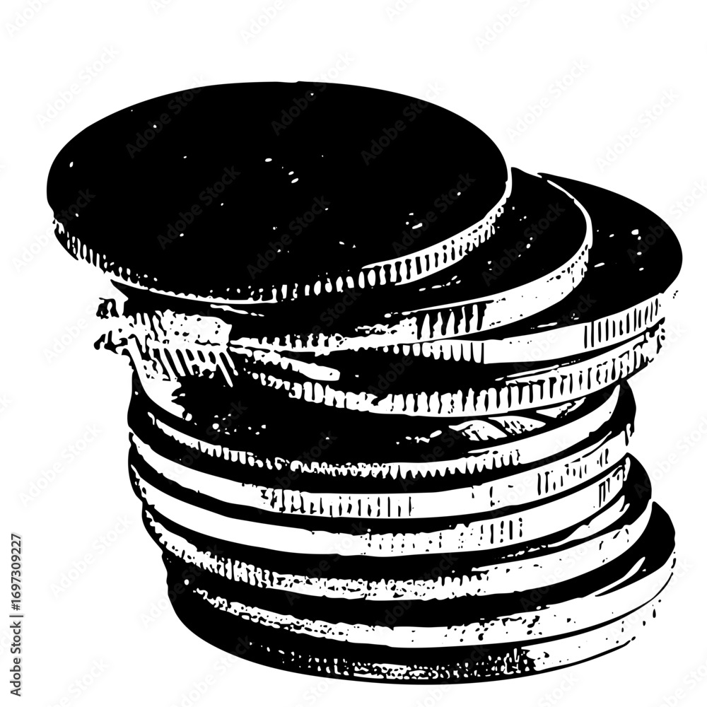 Poster vector stacked discs with textured edges
