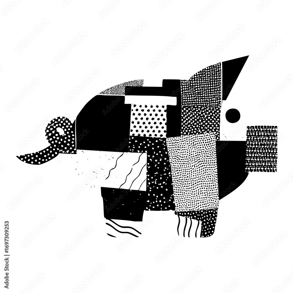Poster vector abstract elephant with patterned shapes.