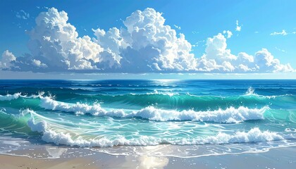 Obraz premium Ocean waves, sunny sky