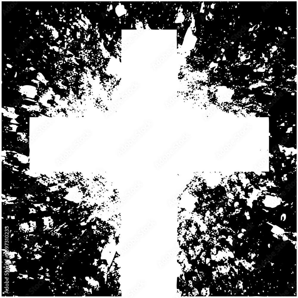 Poster vector bold cross shape with distressed edges creates a striking .