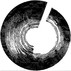 Vector Abstract circular features a textured fragmented ring .
