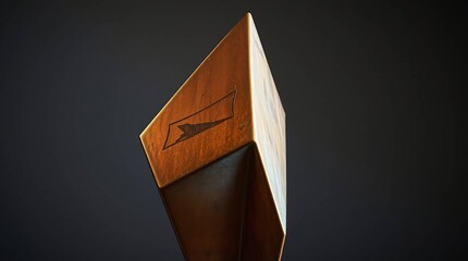 Wooden Award with Closeup, and Dark Background.