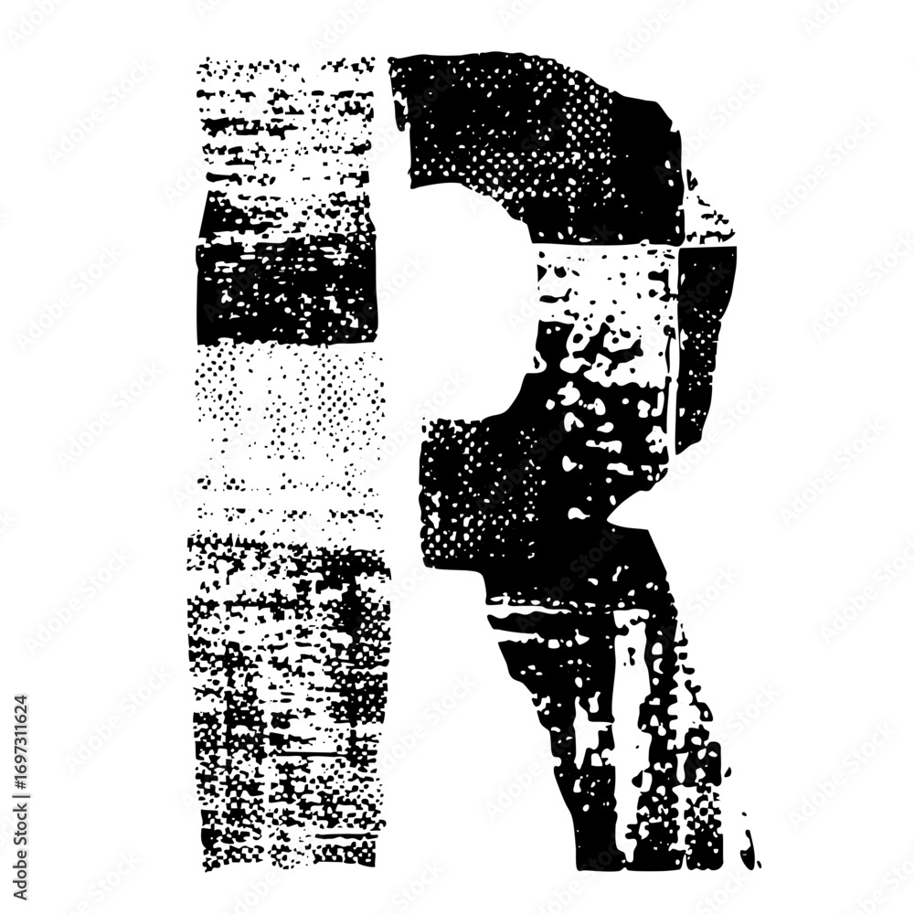 Poster vector abstract distressed letter r vector .