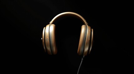 Wooden Headphones with Black Background.