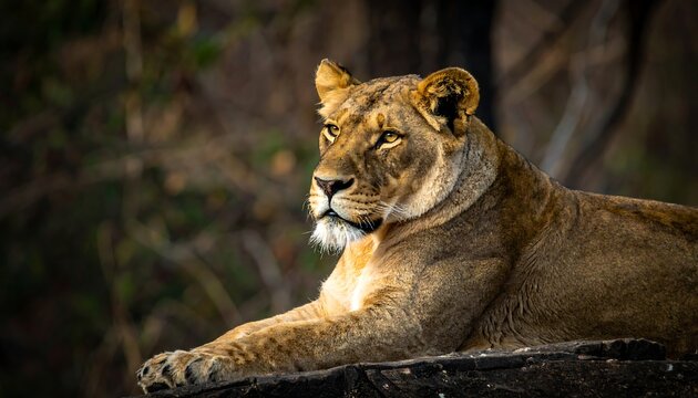 Lioness resting in the wild
