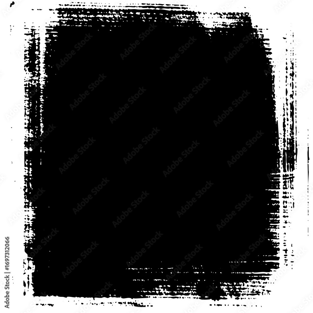 Aufkleber vector black rectangular frame with distressed edges.