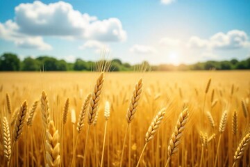 Golden Barley and Wheat Field Under Summer Sun Tranquil Harvest Landscape