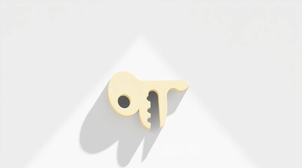 Wooden Key Icon with Minimal Design.