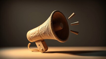 Wooden Megaphone Announcement.