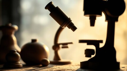 Wooden Microscope Closeup.