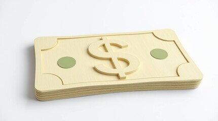Wooden Money Stack with Dollar Sign.