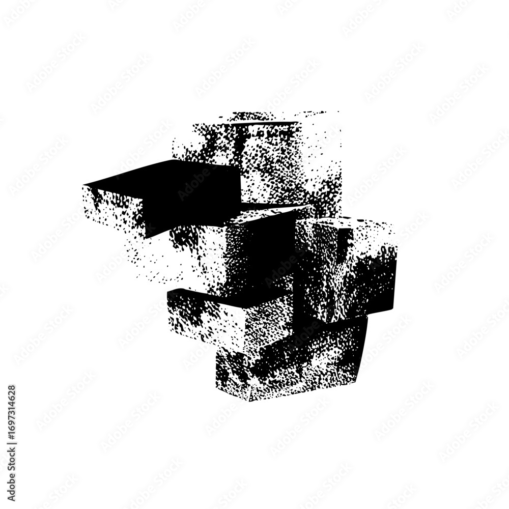 Poster vector abstract geometric structure with stacked blocks.