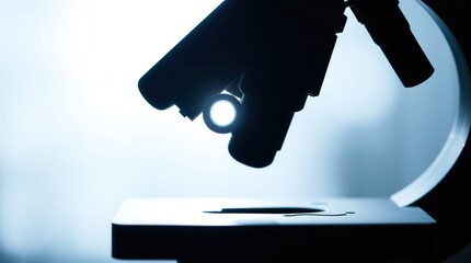 Microscope in lab with close up.