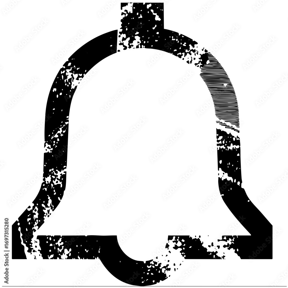 Poster vector distressed bell with textured edges and linear shading.