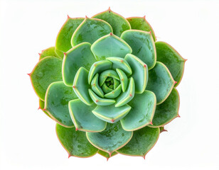 Obraz premium Close-up view of a vibrant, rosette-shaped succulent plant against a white background.