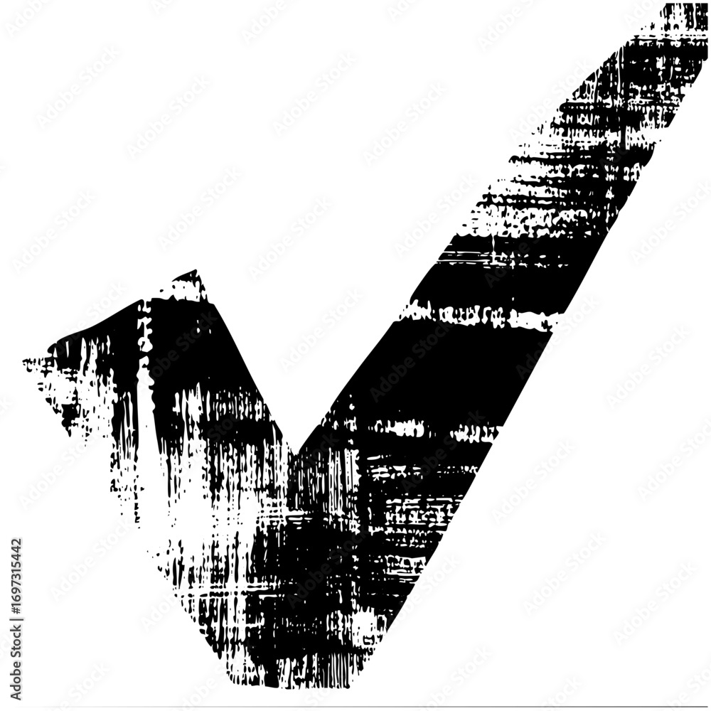 Poster vector distressed checkmark with a grunge texture.