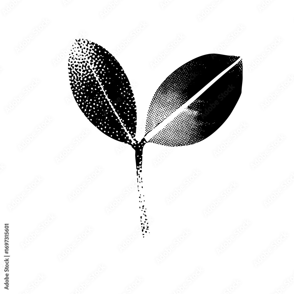 Poster vector minimalist sprout with dotted texture