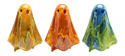 Colorful Decorative Ghost Figurines for Halloween Celebration