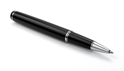 Black ballpoint pen on white background