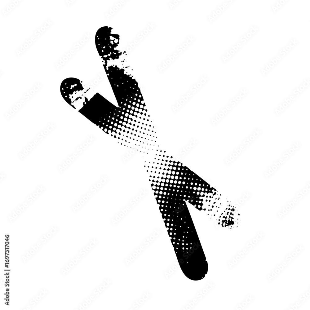 Poster vector abstract distressed letterform with halftone effect.