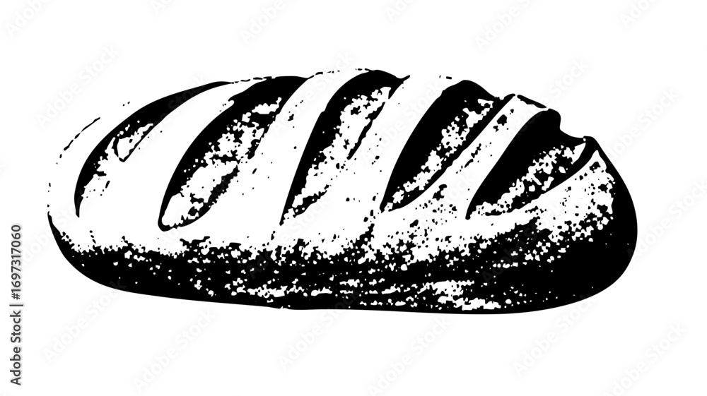 Poster vector rustic loaf of bread with textured crust.