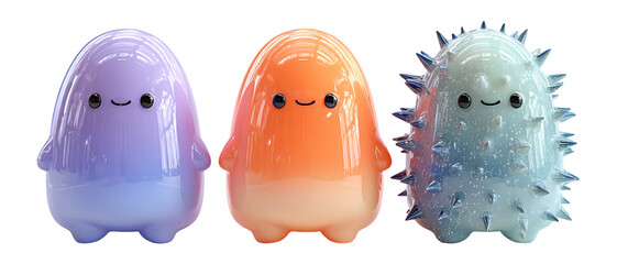 Cute Colorful Characters with Friendly Expressions and Unique Designs