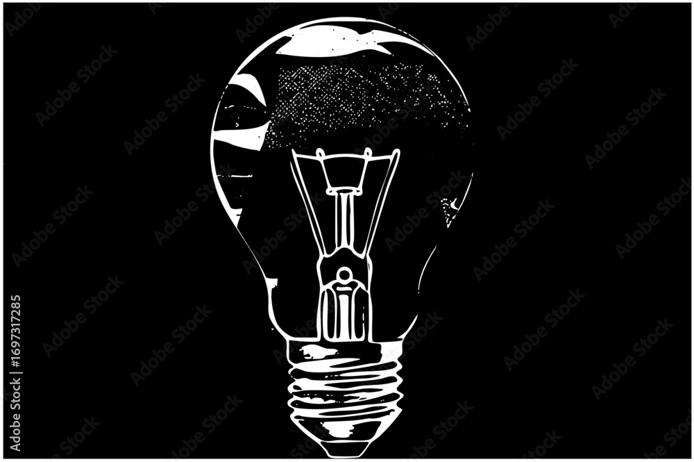 Poster vector detailed of a lightbulb with internal components.