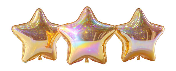 Gold Star Balloons with Iridescent Finish for Celebrations and Events