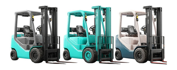 Colorful Forklifts in Warehouse Setting for Industrial Applications