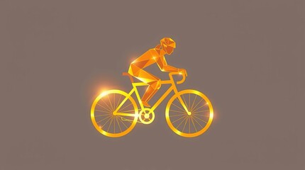 Obraz premium Golden cyclist silhouette.