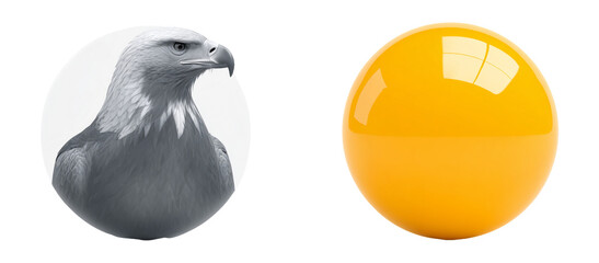 Eagle Design on Round Surface with Bright Yellow Ball Element