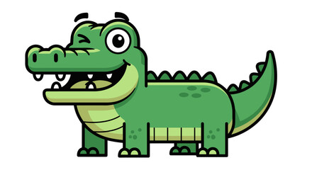 Obraz premium Cheerful Green Alligator Character Illustration for Children's Books and Educational Materials, Perfect for Promoting Wildlife Awareness and Conservation Efforts