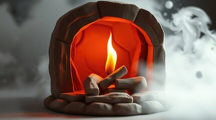 Miniature Fireplace with Warm Flame.