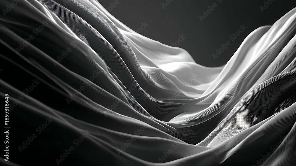 Aufkleber monochromatic abstract background with flowing fabriclike waves, creating a sense of movement and el