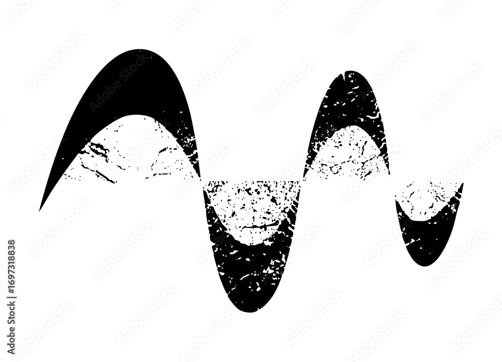Poster vector abstract waveform with distressed texture.