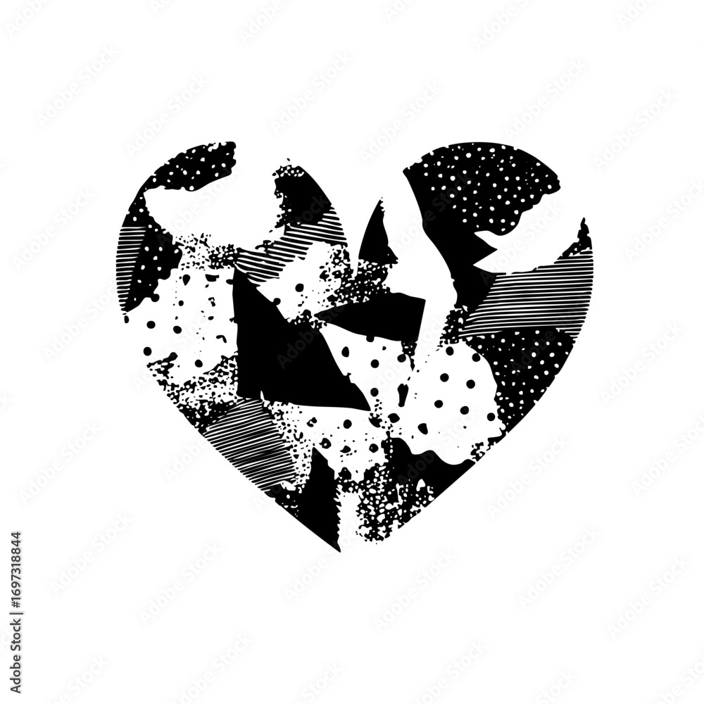 Aufkleber vector abstract broken heart with textured .