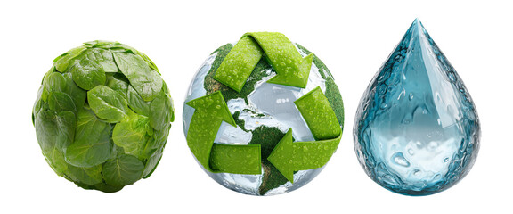 Nature Elements Illustration Featuring Earth, Water, and Sustainability