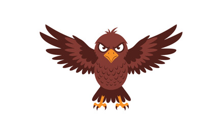 Obraz premium Cartoon Brown Eagle Spreading Wings in Anger, Ideal for Children's Education Materials, Animal Illustration, and Wildlife Conservation Awareness Campaigns.