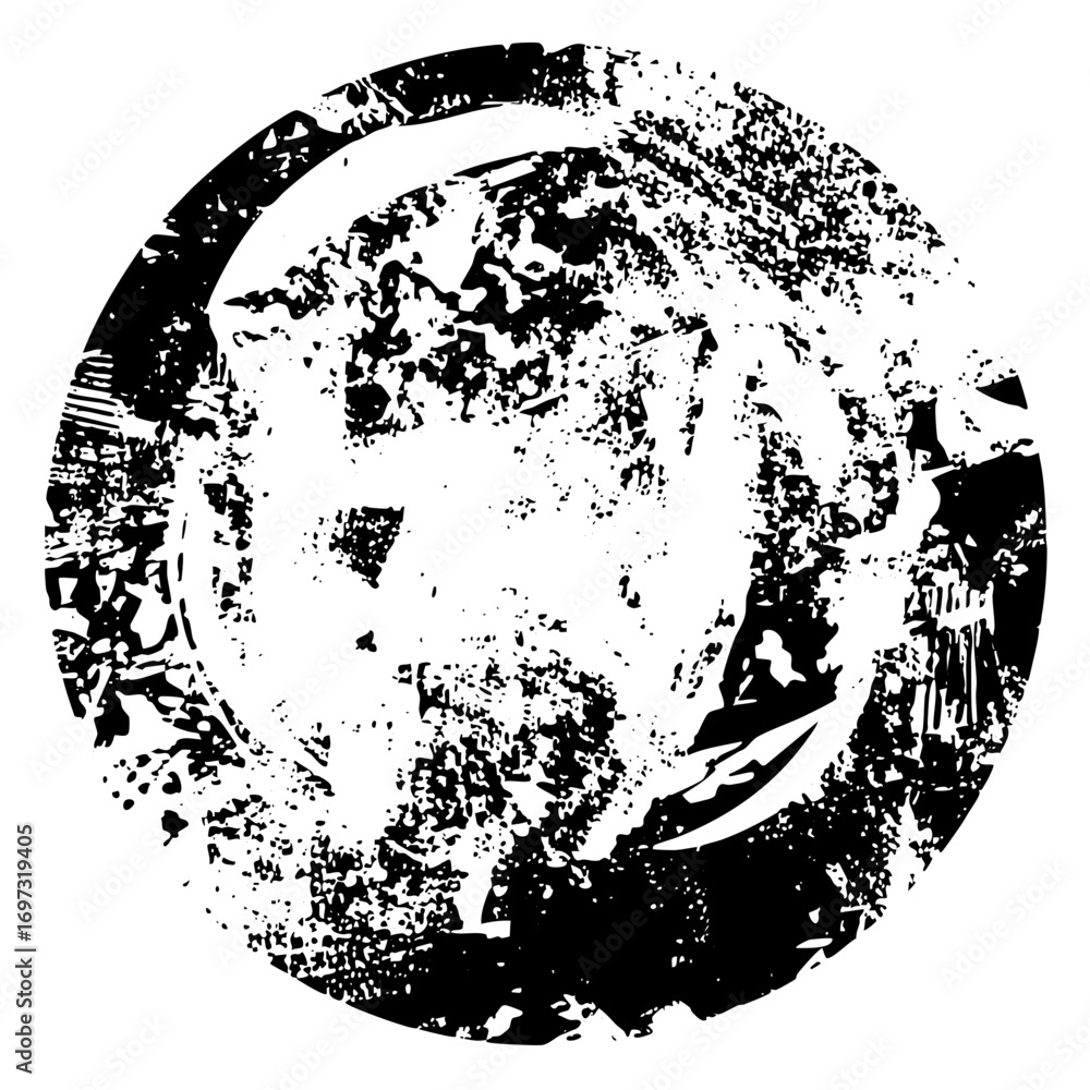 Poster vector distressed circular with abstract central form.