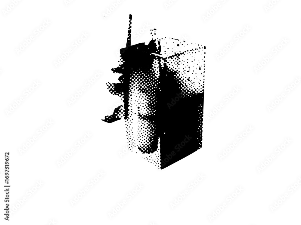 Poster vector abstract geometric head with halftone texture.