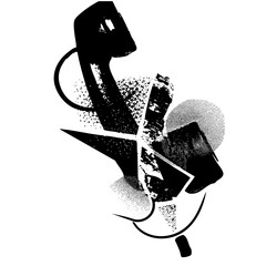 Vector Abstract telephone receiver and geometric shapes composition.